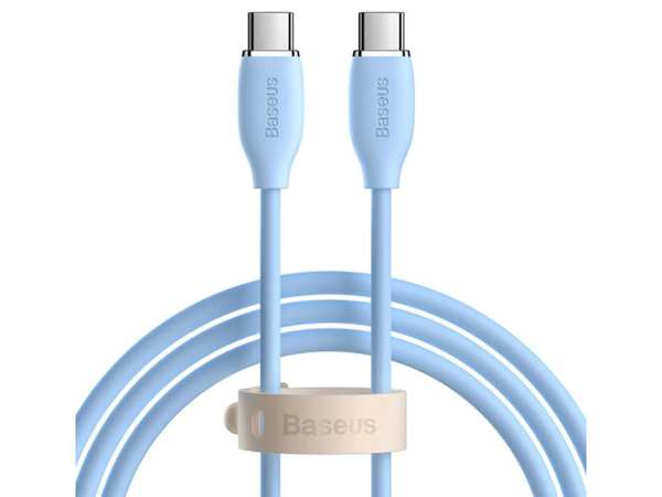 کابل تایپ‌سی به تایپ‌سی ژله‌ای فست‌شارژ 1.2 متری بیسوس Baseus CAGD030001 Jelly Liquid Silica Gel Type-C to Type-C Fast Charging Data Cable 100W 1.2m