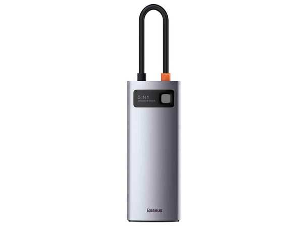 هاب و مبدل تایپسی 5 در 1 بیسوس Baseus WKWG020013 Metal Gleam Series 5-in-1 Multifunctional Type-C HUB Docking Station Gray 30Hz Version