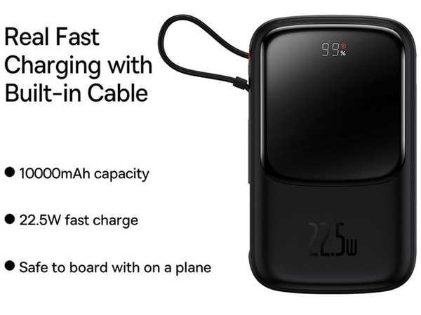 پاوربانک شارژر سریع 22.5 وات به همراه کابل تایپسی 0.5 متری 10000 بیسوس Baseus Qpow Pro Fast Charge Power Bank PPQD020101 - تصویر 11