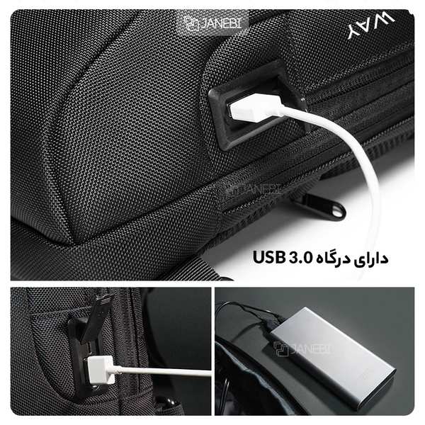 کوله کراس بادی تک بند ضد سرقت دارای پورت USB بنج BANGE BG-22085 Sling Chest Bag USB External Charging Port - تصویر 24