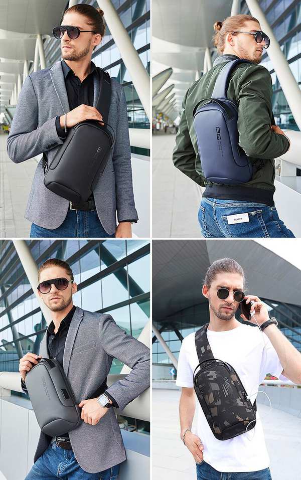 کوله تک بند حرفه ای ضد آب دارای USB بنج BANGE BG-7221 Men Bag Casual Business Messenger Cloth Bag - تصویر 22