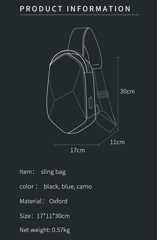 کوله تک بند منشوری با ظرفیت 7.9 اینچ دارای پورت USB بنج BANGE BG-7213 PRISM CROSSBODY BAG - تصویر 16