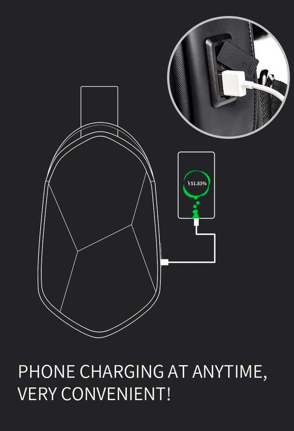 کوله تک بند منشوری با ظرفیت 7.9 اینچ دارای پورت USB بنج BANGE BG-7213 PRISM CROSSBODY BAG - تصویر 17