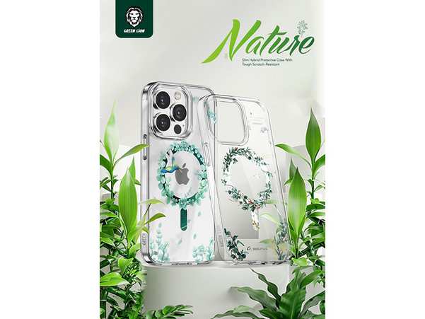 قاب طرحدار مگ سیف آیفون 13 پرو گرین Green iphone 13 Pro Magsafe Nature Case843621NC6851