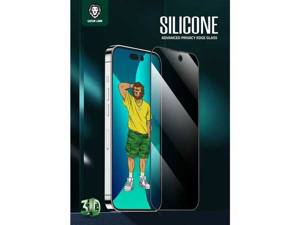 گلس حریم شخصی آیفون 14 گرین Green iPhone 14 3D Silicone+ Privacy Glass - تصویر 8