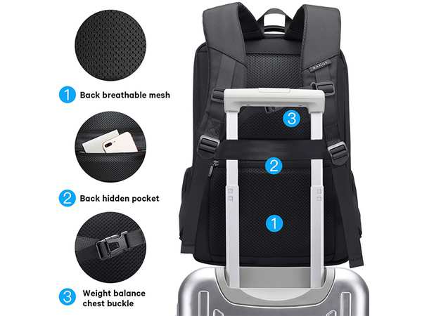 کوله پشتی ضد آب با درگاه یو اس بی بنج Bange BG-2603 Waterproof Backpack with USB Port - تصویر 8