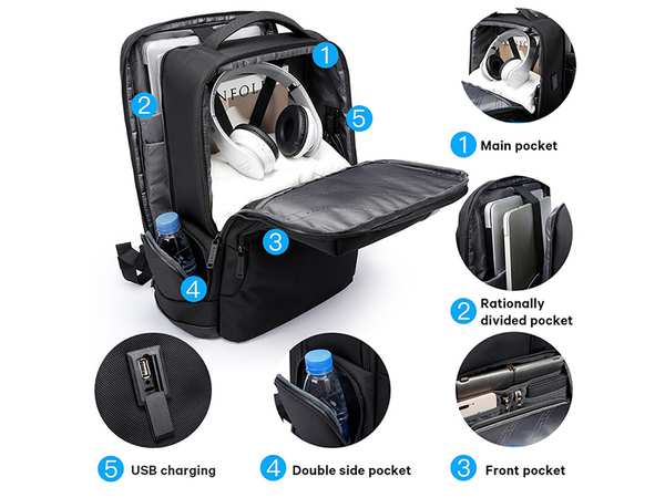 کوله پشتی ضد آب با درگاه یو اس بی بنج Bange BG-2603 Waterproof Backpack with USB Port - تصویر 9