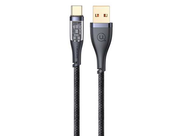 کابل تایپ سی فست شارژ 1.2 متری 66 وات یوسامز USAMS US-SJ572 Type-C Transparent Fast Charging Cata Cable