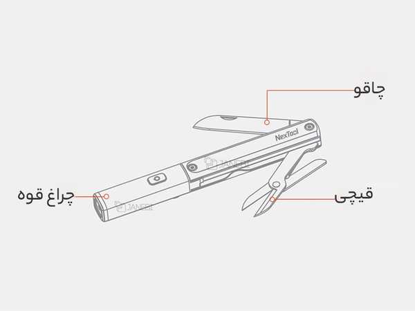 چراغ قوه سه کاره ضدآب شیائومی Multitool Xiaomi Nextool N1 flashlight-scissors-knife NE20026 - تصویر 4