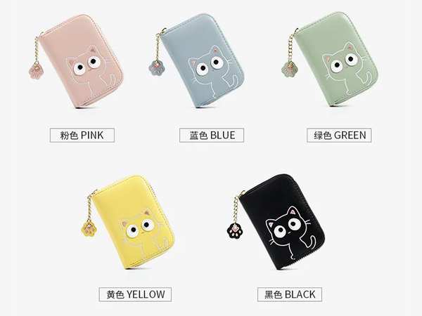 کیف پول عروسکی دخترانه با زنجیر تزئینی TAOMICMIC 929592 Cute Cat Shape PU Leather Women Card Purse - تصویر 10