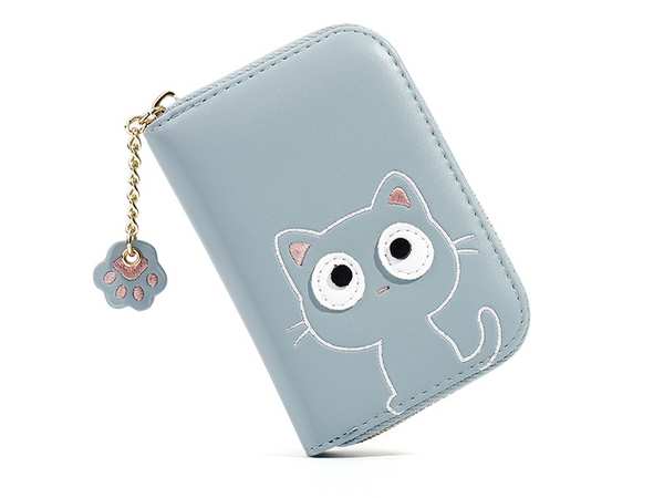 کیف پول عروسکی دخترانه با زنجیر تزئینی TAOMICMIC 929592 Cute Cat Shape PU Leather Women Card Purse - تصویر 3