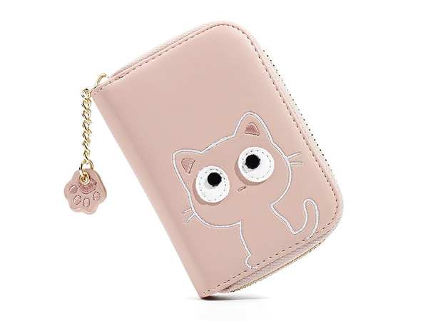 کیف پول عروسکی دخترانه با زنجیر تزئینی TAOMICMIC 929592 Cute Cat Shape PU Leather Women Card Purse - تصویر 4