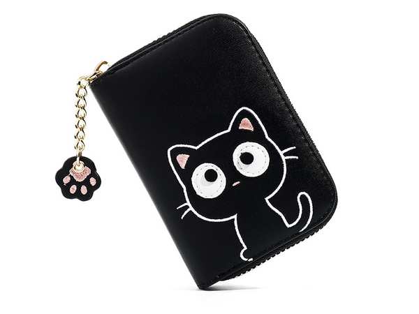 کیف پول عروسکی دخترانه با زنجیر تزئینی TAOMICMIC 929592 Cute Cat Shape PU Leather Women Card Purse - تصویر 6