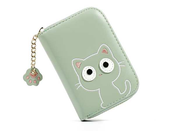 کیف پول عروسکی دخترانه با زنجیر تزئینی TAOMICMIC 929592 Cute Cat Shape PU Leather Women Card Purse - تصویر 7