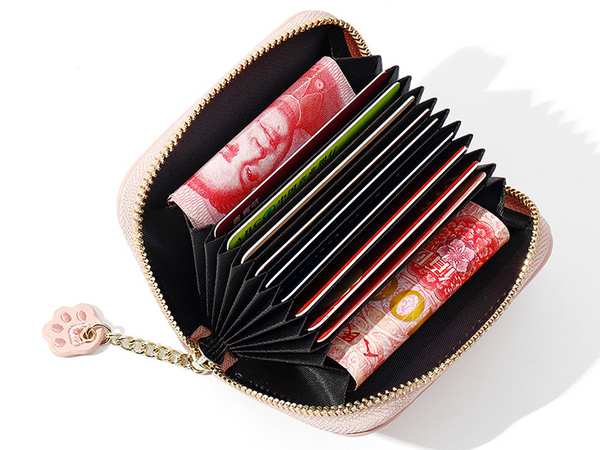 کیف پول عروسکی دخترانه با زنجیر تزئینی TAOMICMIC 929592 Cute Cat Shape PU Leather Women Card Purse - تصویر 9