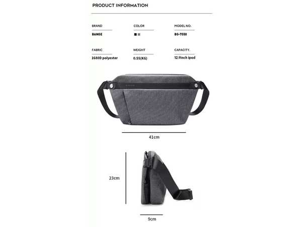 کیف دوشی و قفسه سینه بنج Bange BG-7550 Waterproof Crossbody Chest Bag - تصویر 4