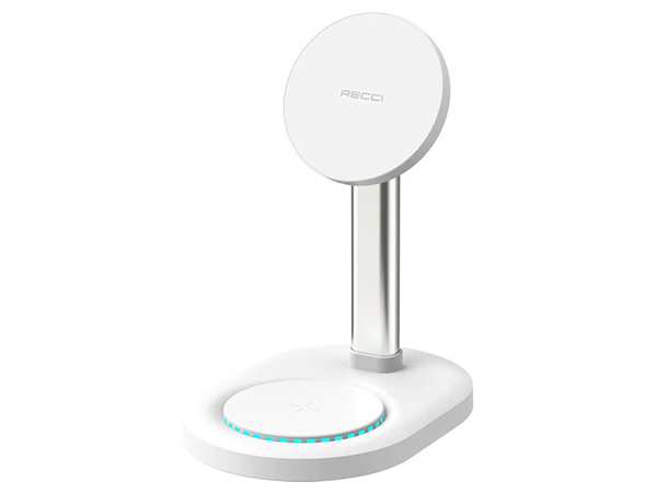 هولدر رومیزی و شارژر وایرلس دوکاره رسی Recci RCW-32 2-in-1 Wireless charger with holder