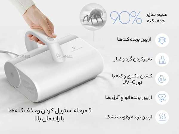 جارو برقی تشک ماوراء بنفش شیائومی Xiaomi Mijia MJCMY01DY UV Sterilization Anti-Mites Mattress Vacuum Cleaner - تصویر 11