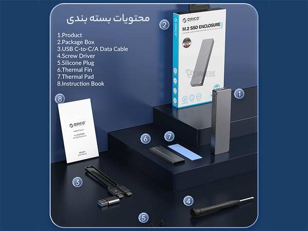 باکس تبدیل هارد M.2 NVMe به Type-Cاوریکو ORICO FV15C3-G2 USB3.2 Gen2 Type-C M.2 NVMe/NGFF SSD Enclosure - تصویر 11