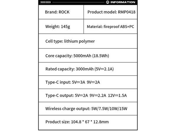 پاوربانک 5000 و شارژر بی سیم 15 وات راک Rock P83 Wireless Charging Power Bank - تصویر 12