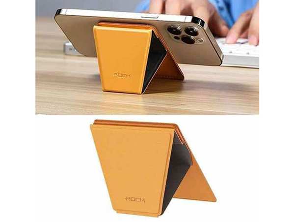 پایه نگهدارنده و کیف کارت اعتباری مگنتی چرمی آیفون سری 12 راک ROCK RPH0968 Magnetic Card holder Stand840199NC5503