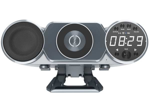 اسپیکر، شارژر بی سیم و سیمی، هولدر موبایل و ساعت رومیزی Wireless Wireless Charge Clock Speakers 6 in 1 WD-100