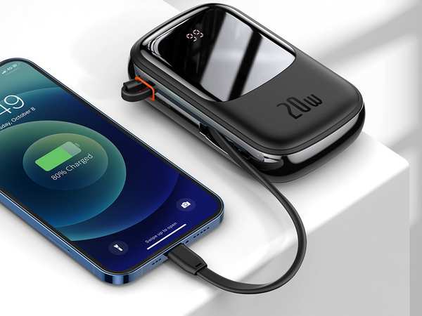 پاوربانک تایپ سی و یو اس بی 20 وات 20000 همراه با کابل لایتنینگ بیسوس BASEUS POWER BANK 20000MAH QPOW PRO PD 20W PPQD060201 - تصویر 11