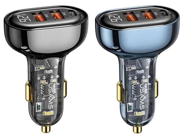 شارژر فندکی فست شارژ ماشین تایپ سی 80 وات طرح شفاف یوسامز US-CC159