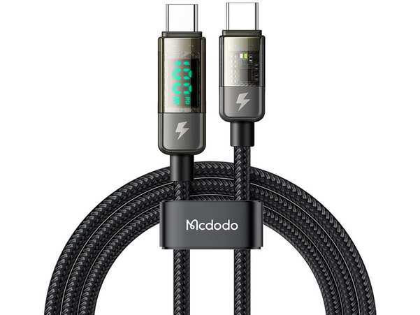کابل سوپر فست شارژ هوشمند دو سر تایپ سی 100 وات 1.2 متری مک دودو Mcdodo Digital Pro Auto Power Off Type-C to Type-C CA-3610