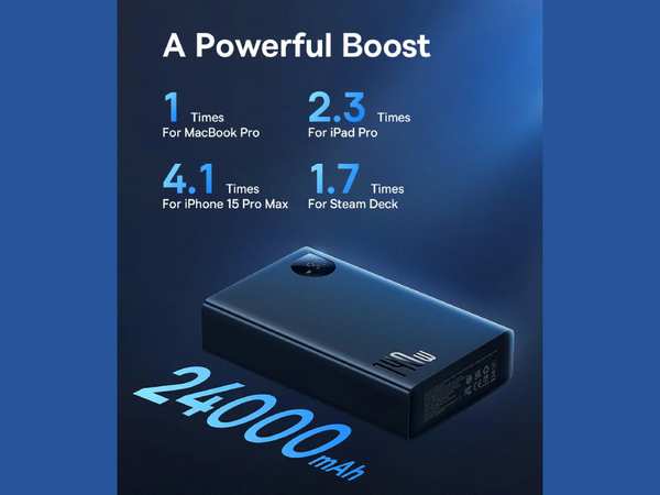 پاور بانک سوپر فست شارژ تایپ سی و یو اس بی 140 وات 24000 adaman بیسوس ppadm140 - تصویر 11