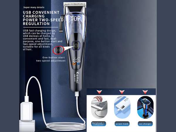 ماشین اصلاح موی سر و صورت شارژی کمی Kemei Professional Electric Hair Trimmer KM-3235 - تصویر 6