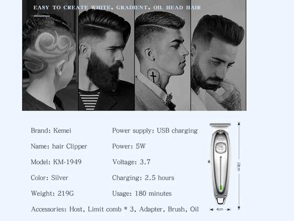 ماشین اصلاح موی سر و صورت شارژی کمی Kemei Rechargeable Hair Trimmer KM-1949 - تصویر 14