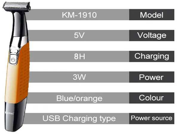 ریش تراش شارژی کمی Kemei KM-1910 Waterproof Electric Shaver USB Rechargeable - تصویر 8