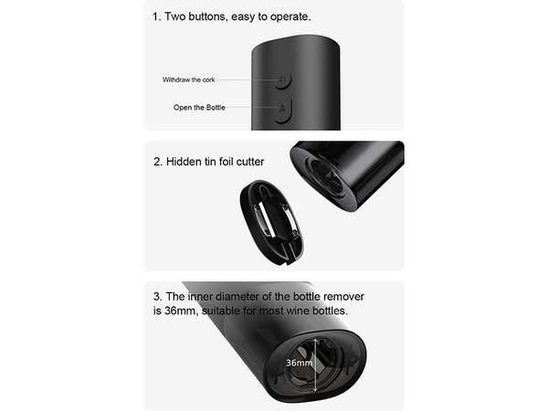 درب باز کن بطری برقی شیائومی Xiaomi Mijia KJG001T Electric Wine Opener - تصویر 3