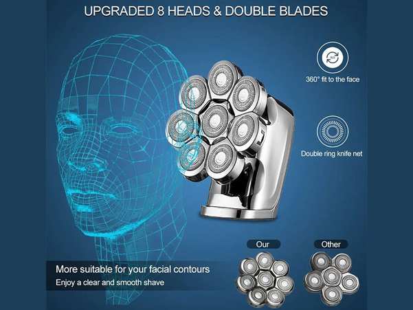 ریش تراش برقی و ماشین اصلاح مخصوص سر شارژی با 8 تیغه شناور کمی Kemei Km-1525 Electric Shaver With 8 Floating Head Blades