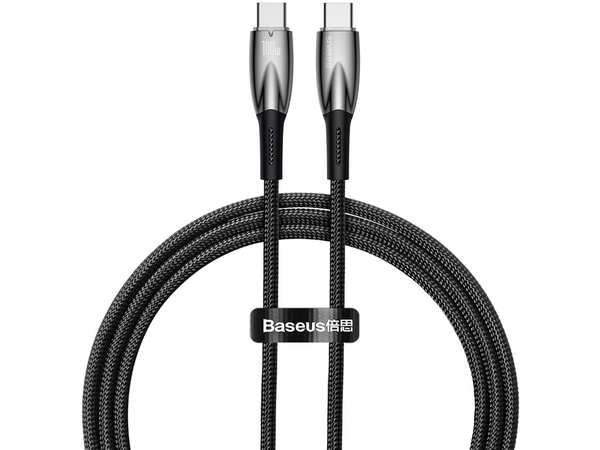 کابل سوپر فست شارژ دو سر تایپ سی 100 وات یک متری بیسوس Baseus Glimmer Type-C To Type-C Fast Charging Data Cable CADH000701
