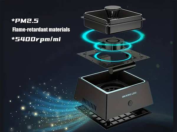 زیرسیگاری تصفیه هوا بدون دود بدون نور الایدی چند منظوره Smokeless 2 in 1 Air Purifier Ashtray Air Purifier Ashtrays with LED Light - تصویر 16