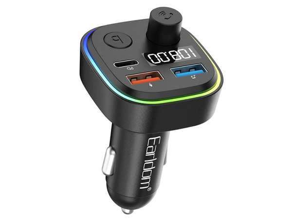شارژر فندکی فست شارژ ماشین 3.1 آمپر و تایپ سی 18 وات و گیرنده بلوتوثی ارلدام ET-M84