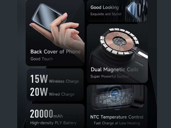 پاور بانک وایرلس مگنتی 20 وات 20000 مک دودو Mcdodo MC-502 Magnetic Wireless Charging 20000mAh 20W - تصویر 10