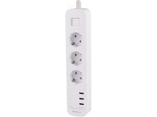 چند راهی برق ارت دار سه سوکت و سه یو اس بی هادرون Hadron P323 3 AC Outlets 3 USB Power Strip