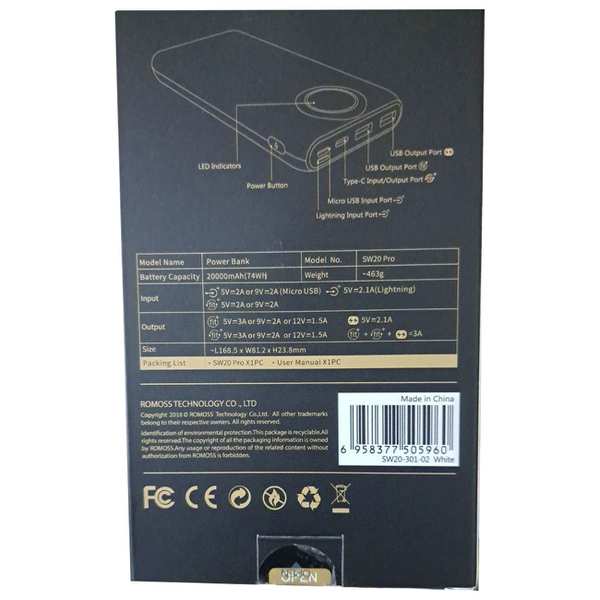 پاوربانک فست شارژ تایپ سی و یو اس بی 20 وات 20000 روموس SW20 Pro - تصویر 13