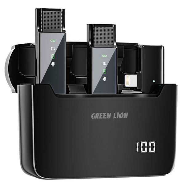 میکروفون بی سیم یقه ای لایتنینگ گرین GN2IN1DDMLTBK