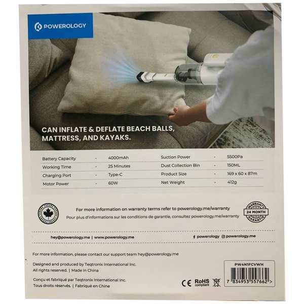 جارو شارژی دمنده 60 وات قابل حمل پاورولوژی PW4N1FCVWH - تصویر 17
