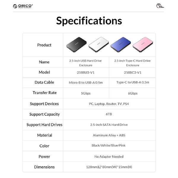 باکس هارد 2.5 اینچی اوریکو 2588U3-V1 - تصویر 14