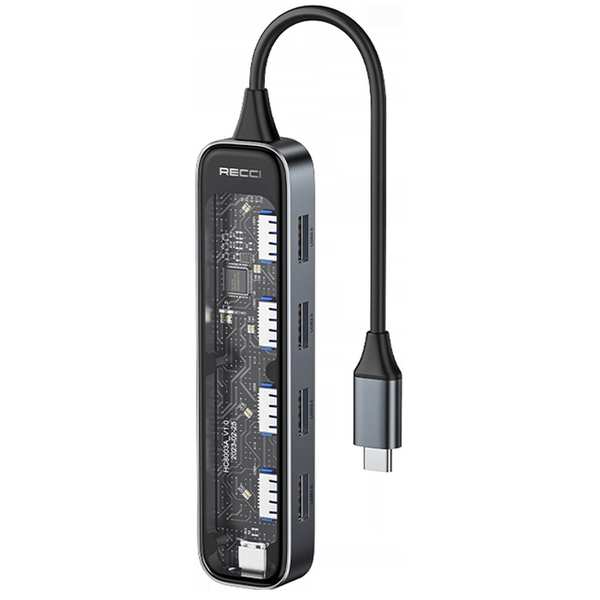 هاب تایپ سی 5 پورت طرح شفاف رسی RH19