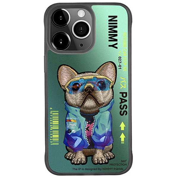 قاب محافظ گوشی آیفون 15 پرو طرح سگ با عینک واقعی نیمی YJ027-01