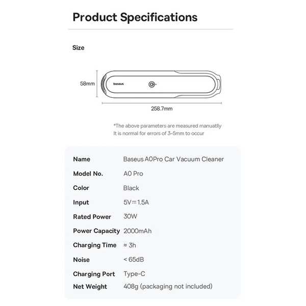 جارو شارژی قابل حمل بیسوس A0 Pro - تصویر 30
