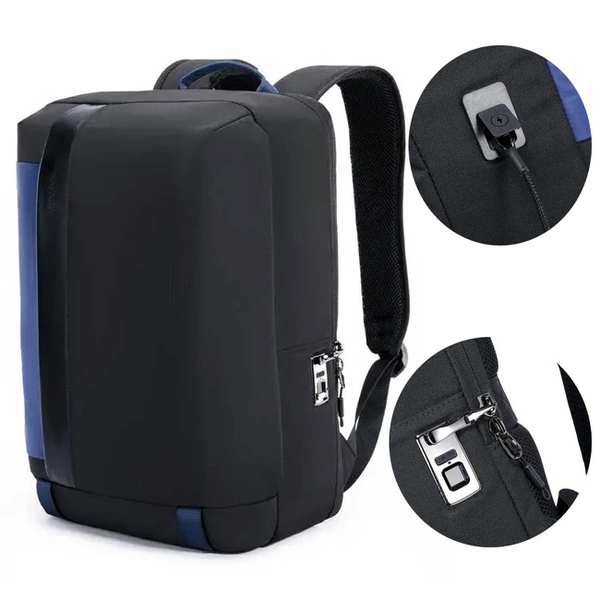 کوله پشتی مسافرتی ضد سرقت با درگاه تایپ سی و قفل انگشتی پورودو pd-lsbpfpl-bkblu