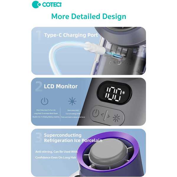پنکه دستی شارژی 100 سرعته با باد قوی کوتسی OT-035-GY - تصویر 5