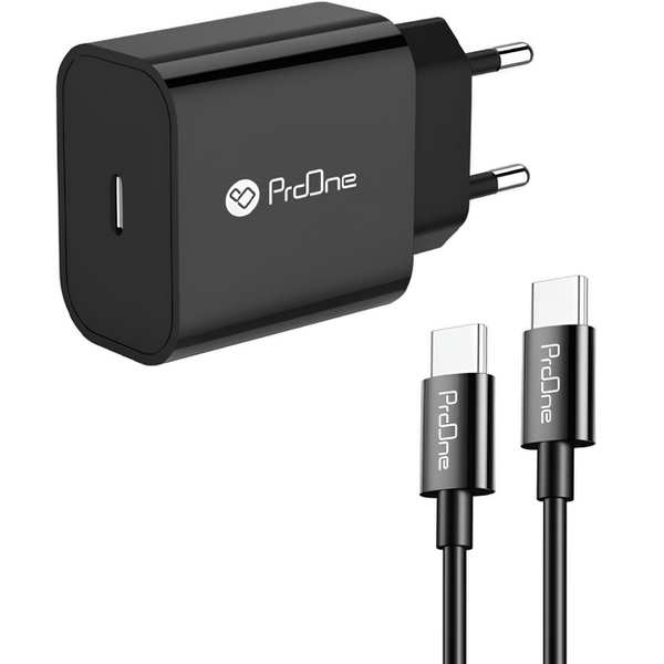شارژر دیواری فست شارژ تایپ سی 25 وات همراه با کابل دو سر تایپ سی پرووان PWC501